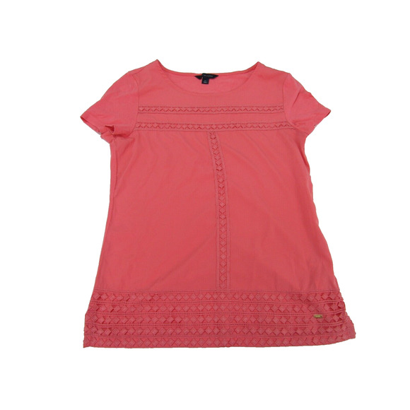 Tommy Hilfiger Peach Lace Knit Top Women's sz S Boho Festive Cottagecore Peasant - Picture 1 of 8